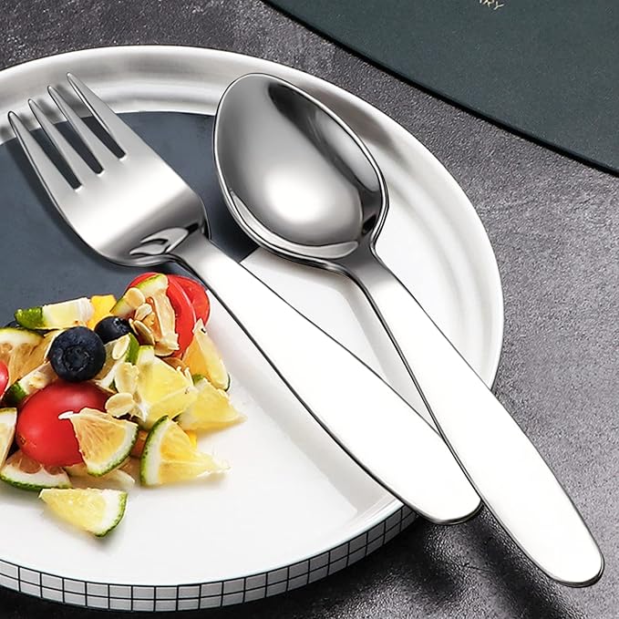 VANRA Premium 18/8 Stainless Steel Children Cutlery Set 5.9-inch Kids Dinner Spoons Set 4 Pieces Silverware Flatware Utensil Set for Home School (4 Spoons)