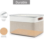 Storage Bins Large Fabric Storage Baskets for Shelves 3 Pack, Decorative Linen Closet Baskets with Handles for Organizing, Shelf, Clothes, Home, Office, 15x11x9.5Inches (Beige&White)