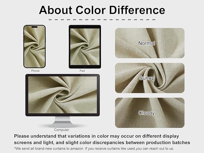 Vision Home Sand Pinch Pleated Full Blackout Curtains Linen Blended Room Darkening Window Curtains 108 inch for Living Room Bedroom Thermal Insulated Pinch Pleat Drapes with Hooks 60" Wx108 Lx1