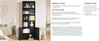 Tall Wooden Bookshelf with Cabinet and Doors – 70.86” Freestanding Tall Bookcase for Heavy Books, Living Room Storage, Home Office Shelf, Bedroom Organization – Vintage Black Wood Book Shelf