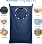 KEEPJOY Large Size 2Pack Hanging Laundry Hamper Bag, Door Hamper with 2 Hooks for Dirty Clothes - 35X21.6 inch - Blue (2Pack)