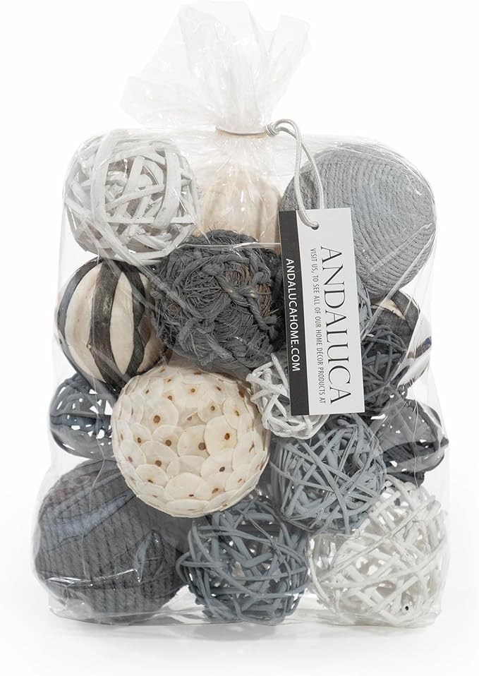 ANDALUCA Decorative Balls Bag Bowl Filler Home Decor (Grey)