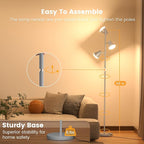 36W LED Tree Floor Lamp, Dimmable Tall Standing Lamp with Remote & Touch Control, 4 Color Temperatures Bright Floor Lamp, 3 Rotatable Light Modern Floor Lamps (Silver Gray)