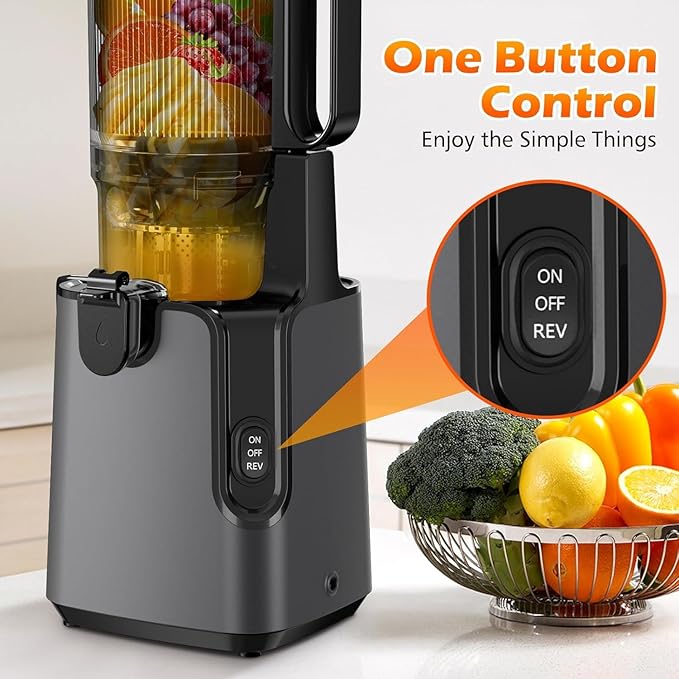 Juicer Machines with 5.4" Large Feed Chute, 400W Cold Press Juicer for Whole Vegetables and Fruits, Slow Masticating juicer Easy to Clean Juice Extractor Machine High Juice Yield(Titanium Gray)