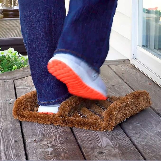 NINAMAR Natural Coir Boot Scraper Door Mat - 13 x 12 inch