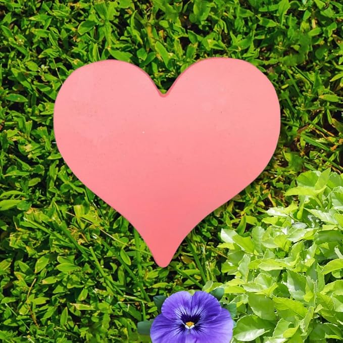 Comfy Hour Rustic Style Collection Cast Iron Garden Stepping Stone - Heart, Pink