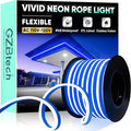 GZBtech Flexible LED Neon Rope Lights 66FT,AC 110-120V Waterproof Strip Light, 120 LEDs/M Cuttable Connectable Neon Lighting for Indoor Outdoor Home Decor/Commercial Building Use-Blue 20M