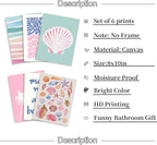 6 Pcs Coastal Beachy Wall Art Tropical Summer Shell Ocean Paintings Prints Posters Trendy Pink Preppy Palm Tree Canvas Wall Decor Aesthetic for Bedroom Living Room Dorm Apartment 8x10inch Unframed