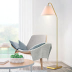 GLOBE Electric 61000147 62" Floor Lamp, Matte Brass, Beige Fabric Shade, On/Off Rotary Switch on Socket, 6-Foot Clear Cord, Reading Light, Bedroom, Living Room, Home Decor