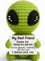 Christmas Unique Long Distance Friendship Gifts Cute Crochet Alien Plush Handmade My Person Fun Figures for Childhood Friends Besties Birthday