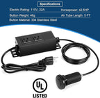 Dual Outlet Garbage Disposal Air Switch Kit, UL Listed Sink Top Air Switch for Food Waste Disposal, 3.58” Extra Long Air Button, Black Stainless Steel
