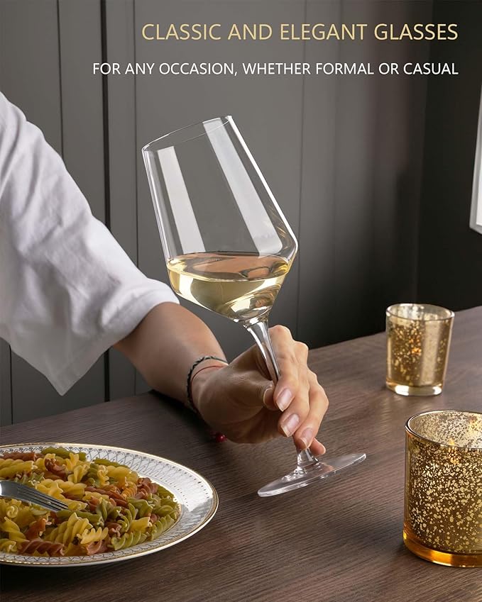 JBHO 17 oz Lead-Free Wine Glasses Set of 6, Hand Blown Durable Crystal Wine Glasses for Daily Use and Hosting Guests, Thin Rim for Serving Red and White Wine, Gift packing for any occasion