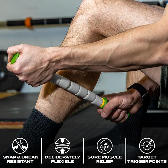 Massage Stick 14" Flexible Handheld Spindle Massage Roller - Full Body Muscle Recovery & Myofascial Release (Small - 14" Massage Stick)