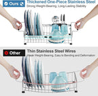 GSlife in Sink Dish Drying Rack - Stainless Steel Capacity Expandable Over The Sink Dish Drainer with Lock Knob and Utensil Holder for Kitchen Sink, 10.8"-17.9" L x 12.8" W, Silver