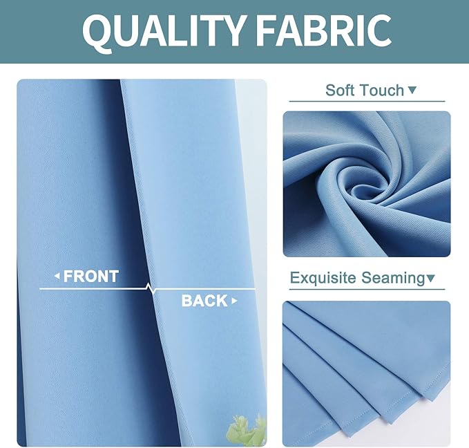 ChrisDowa Small Window Curtains for Kitchen and Bedroom - Grommet Short Thermal Insulated Room Darkening Curtains (2 Panels, Sky Blue, 42 x 36 Inch)