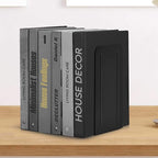 Acrimet Metal Bookends, Jumbo Size 9" H x 4" W x 4-1/2" D, Non-Skid Book Stand for Shelves, Heavy Duty Book Stopper, Black, 1 Pair