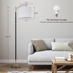 Floor Lamp, LED Floor Lamp with APP & Remote & Touch Control, Stepless Color Temperatures and Brightness, Tall Standing Lamp with Pleated Lampshade for Living Room, Bedroom, Office(Black Gold)