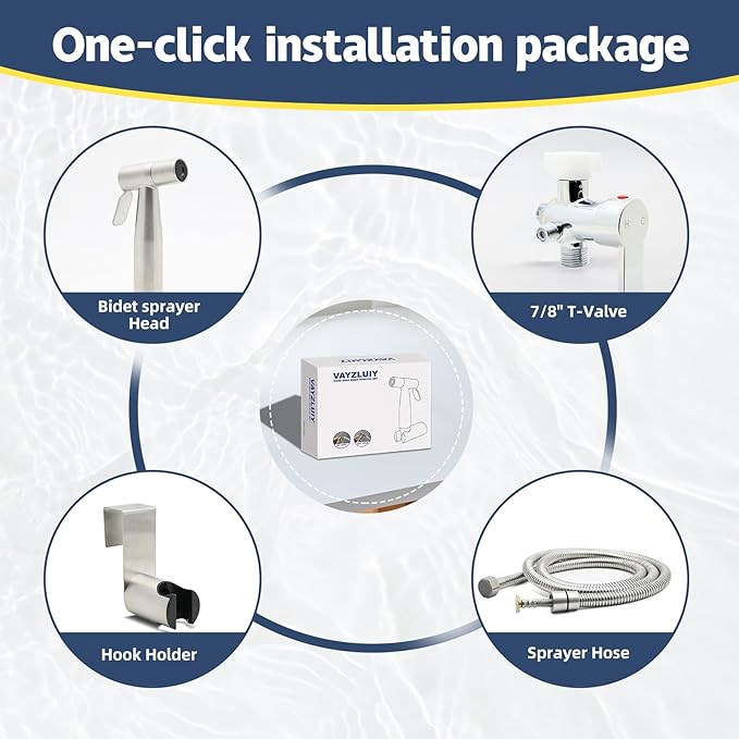 Handheld Bidet Sprayer for Toilet - Bidets for Existing Toilets Adjustable Water Pressure with Bidet Hose for Feminine Wash, Stainless Steel Muslim Shower Jet Spray for Toilet (Warm and Cold)