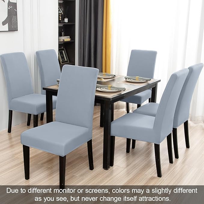 JQinHome 4 Pcs Dining Chair Slipcover, High Stretch Removable Washable Chair Seat Protector Cover for Home Party Hotel Wedding Ceremony(Light Grey)