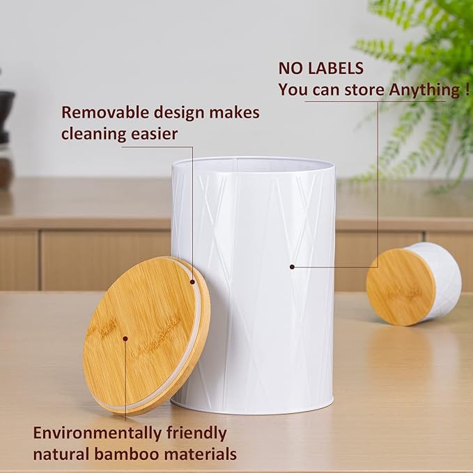 White Canister Sets for Kitchen Counter, Kitchen Canisters Set of 6, Flour and Sugar Containers, Coffee and Tea Storage, Modern Farmhouse Kitchen Decor