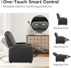 ANJ Power Home Theater Seating Set of 2, PU Leather Electric Recliner Chair with Powered Headrest, Dual Motors Movie Reclining Chairs with LED Lights,USB Port, Cup Holders, Hidden Arm Storage (Black)