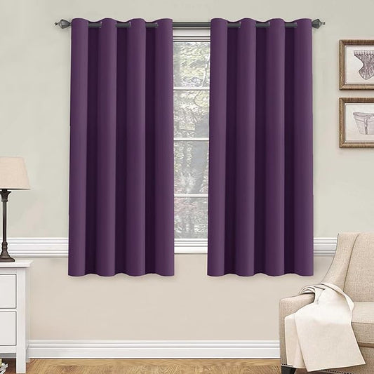 H.VERSAILTEX Window Treatment Blackout Thermal Insulated Room Darkening Solid Grommet Curtains/Drapes for Bedroom (Set of 2 Panels,52 by 63 Inch Long,Plum Purple)
