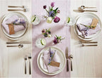 Solino Home Linen Lilac Table Runner 132 Inches Long - 100% Pure Linen Extra Long Table Runner 14 x 132 Inch - Classic Hemstitch