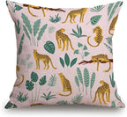 TSSOHU Vintage Cheetah Throw Pillow Cover Patio Furniture Leopard Decorative Cushion Cases Home Décor for Couch Bed Sofa 18x18 Inch
