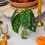 Artificial Flowers Turtle-Back, Alocasia Leaf, in Glass Vase with Faux Water,7Pcs Artificial Leaves Real Touch Latex Leaves for Centerpiece (1, Turtle-Back Leaf)