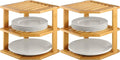 2-Pack Plate Organizer for Cabinet - Bamboo Corner Shelf for Kitchen or Bathroom Storage, Space-Saving Rack for Dishes, Countertop, Cabinet, Pantry - Organization & Housewarming Gift