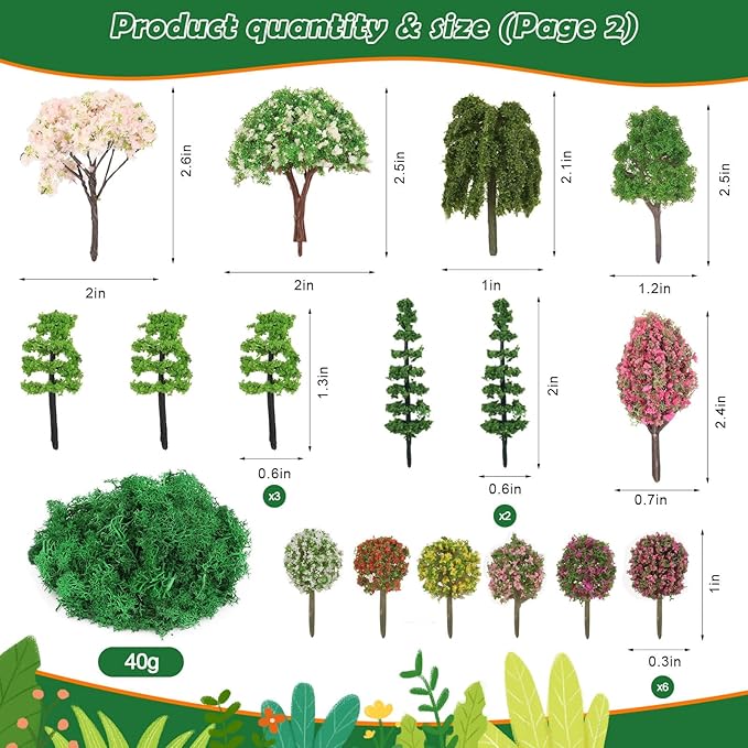 Thrilez 210 Pieces Miniature Fairy Garden Accessories, Including Resin Animals, Miniature Figurines, Micro Landscape Ornaments Kit, Fake Diorama Trees for Fairy Garden Decor