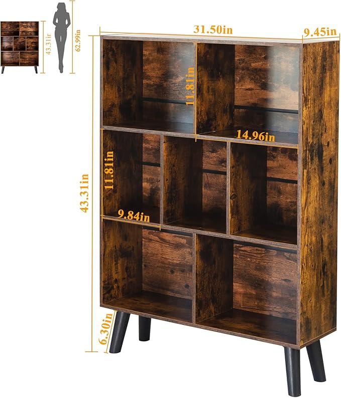 LEYAOYAO 3 Tier Cube Bookshelf - Modern Storage Organizer