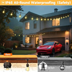 Outdoor Safety String Lights 50FT - 24V 20W Commercial Grade Low Voltage Strand with 20 S14 Shatterproof Bulbs for Tree Garden Yard | Warm Yellow 3500K Party Lights | IP65 Waterproof | UL Listed