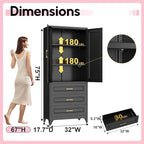 Pantry Kitchen Cabinet with Drawer, 75" Tall Pantry Storage Cabinet, Metal Storage Cabinets with Doors and Shelves, Large Freestanding Cupboard for Dining Room, Assembly Required, Black