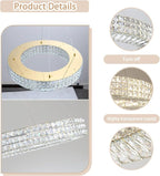 Dia 24" Modern Crystal Chandelier Gold Ring Chandelier Adjustable Height Luxury Crystal Pendant Ceiling Light Fixture for Dining Living Room Bedroom