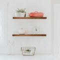 URBANDI, Rustic Floating Shelves, Set of 2, Hidden Bracket, Solid Wood, Heavy Duty, Wall Mounted Shelves, (Provincial, 60Wx8D)