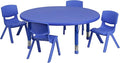 EMMA + OLIVER 45" Round Blue Plastic Adjustable Activity Table Set-4 Chairs