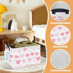 LANGYASHAN Rectangular Storage Bin Collapse Canvas Fabric Cartoon Storage Basket with Handles for Organizing Home Kitchen Boys and Girls Toys Office Closet Shelf Baskets (Rec Angel Heart)