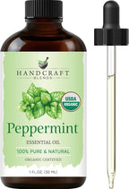Handcraft Blends Organic Peppermint Essential Oil – 1 Fl Oz – 100% Pure and Natural – Premium Grade Essential Oil for Diffuser and Aromatherapy