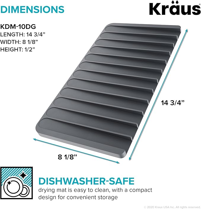 Kraus Roll Up Dish Drying Rack with Self-Draining Silicone Dish Drying Mat and Silicone Soap Dish Holder in Black, KDM-KRM-10BL