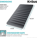 Kraus Roll Up Dish Drying Rack with Self-Draining Silicone Dish Drying Mat and Silicone Soap Dish Holder in Dark Grey, KDM-KRM-10DG