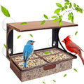 Window Bird Feeder with Strong Suction Cups, Metal Bird Feeders for Outdoors Birdwatching Gifts for Cats & Nature Lovers