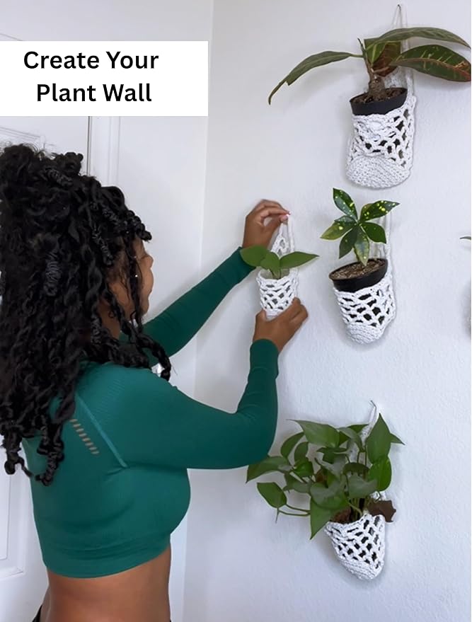 3PK Wall Planters for Indoor Plants, Macrame Plant Hanger | Wall Planter, Plant Hanger, Hanging Planter (3PK, for 4 inch Pot)