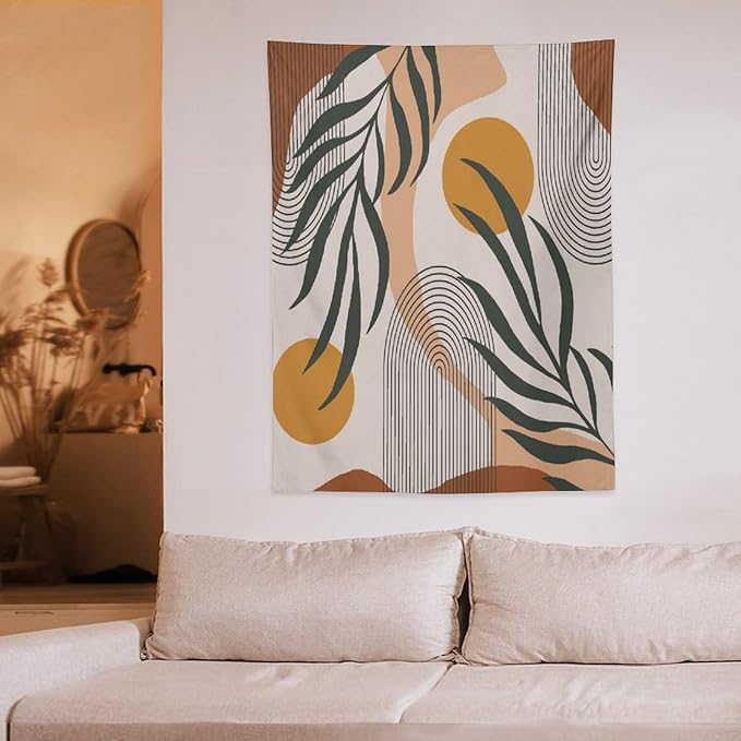 ICMOLYYENLO Boho Plant Aesthetic Tapestry, Abstract Medieval Arch Sun Home Aesthetic Wall Hanging For Bedroom Living Room Dormitory Tapestry 60x80 Inches