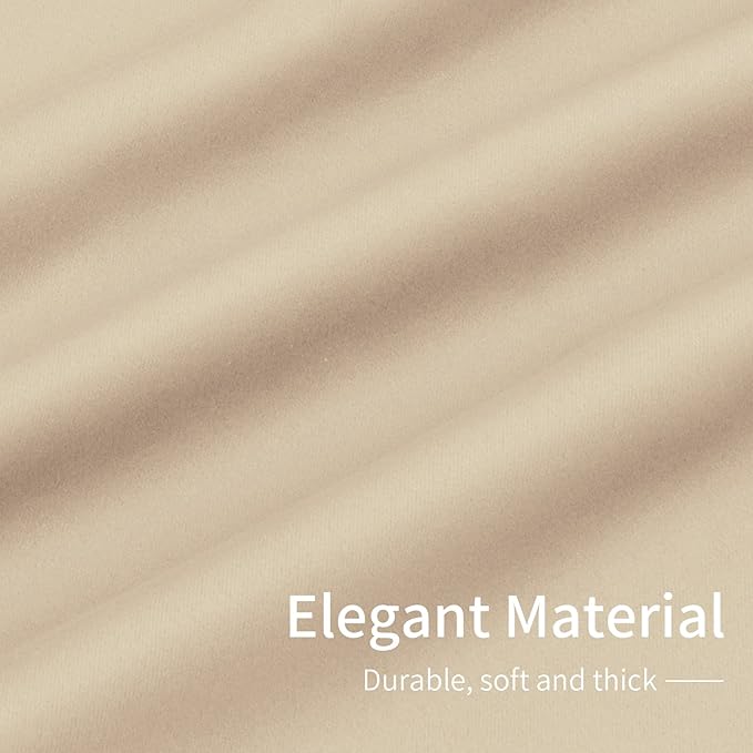 Easy-Going Blackout Curtains for Bedroom, Solid Thermal Insulated Grommet and Noise Reduction Window Drapes, Room Darkening Curtains for Living Room, 2 Panels (34x84 in, Beige)