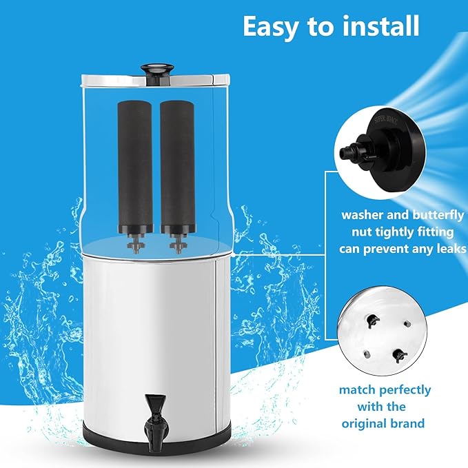 Water Filter Silver Infused Replacement for Berkey® BB9-2® Black Carbon Block Filters System,Compatible with Berkey® Gravity Countertop Purification Elements,Pack of 4