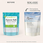 Sky Organics - Epsom Salt Bath Soak, 5 lbs - Magnesium Sulfate USP - 100% Pure, Medium Grain - Unscented - Soaking Bath Salts - Resealable Bag - Natural, Vegan & Cruelty Free - Self Care - Bath & Feet