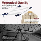 APEXCHASER Clothes Drying Rack Foldable, Large Drying Rack Clothing, Winged Laundry Rack Folding Indoor Outdoor, Metal Clothes Airer for Bedding Towel Sweater Heavy Duty, 68.9" X 22" X 39.3", White