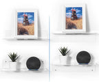 OAPRIRE Clear Acrylic Floating Shelves Set of 2 - Easily Expand Wall Space - 12 Inch Small Wall Shelf with Strong Adhesive for Bathroom, Bedroom, etc