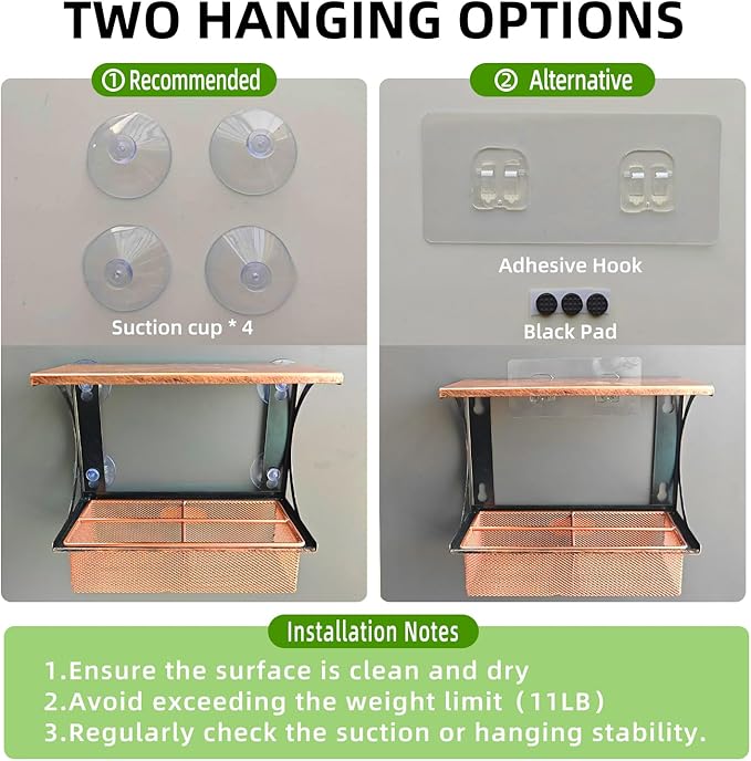 Window Bird Feeder with Strong Suction Cups, Metal Bird Feeders for Outdoors Birdwatching Gifts for Cats & Nature Lovers